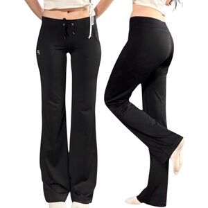 Fila Sport | Black Mid Rise Stretch Bootcut Activewear Pants with Pockets